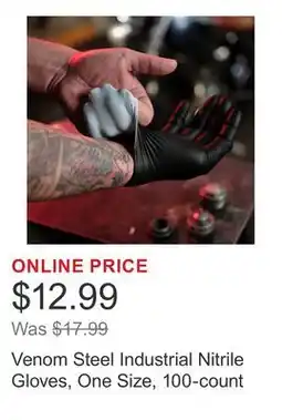 Costco Venom Steel Industrial Nitrile Gloves, One Size, 100-count offer
