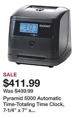 Office Depot Pyramid 5000 Automatic Time-Totaling Time Clock, 7-1/4 x 7 x 6-1/2, Black offer