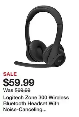 Office Depot Logitech Zone 300 Wireless Bluetooth Headset With Noise-Canceling Microphone, Black, 981-001406 offer