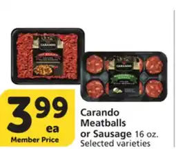 Albertsons Carando Meatballs or Sausage offer