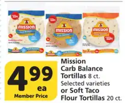 Albertsons Mission Carb Balance Tortillas 8 ct. or Soft Taco Flour Tortillas 20 ct offer