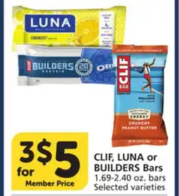 Albertsons CLIF, LUNA or BUILDERS Bars offer