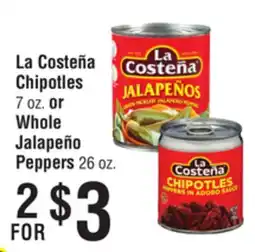 Smart & Final La Costeña Chipotles or Whole Jalapeño Peppers offer