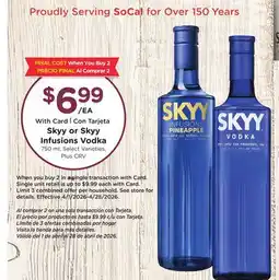 Ralphs Skyy or Skyy Infusions Vodka offer