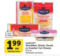 Vons Lucerne Shredded, Sliced, Chunk or Snacker Cut Cheese offer