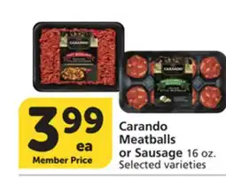 Vons Carando Meatballs or Sausage offer