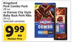 Vons Kingsford Pork Combo Pack 28 oz. or Kansas City Style Baby Back Pork Ribs 24 oz offer
