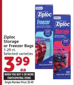 Vons Ziploc Storage or Freezer Bags offer
