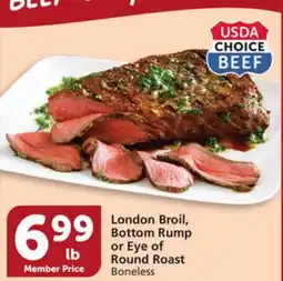 Vons London Broil, Bottom Rump or Eye of Round Roast offer