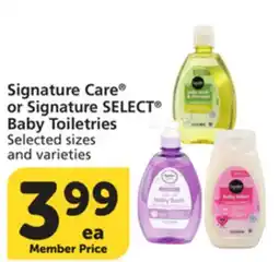 Vons Signature Care or Signature SELECT Baby Toiletries offer