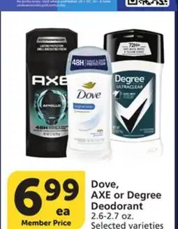 Vons Dove, AXE or Degree Deodorant offer