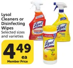 Vons Lysol Cleaners or Disinfecting Wipes offer