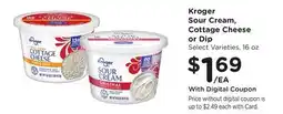Ralphs Kroger Sour Cream, Cottage Cheese or Dip offer