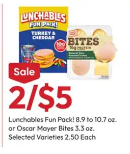 Stater Bros Lunchables Fun Pack! 8.9 to 10.7 oz. or Oscar Mayer Bites 3.3 oz offer