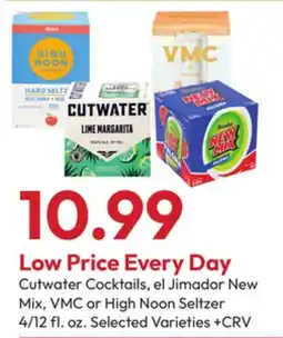 Stater Bros Cutwater Cocktails, el Jimador New Mix, VMC or High Noon Seltzer offer