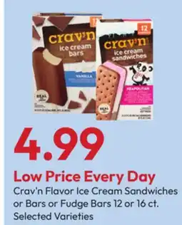 Stater Bros Crav'n Flavor Ice Cream Sandwiches or Bars or Fudge Bars offer