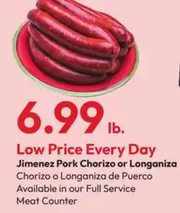 Stater Bros Jimenez Pork Chorizo or Longaniza offer