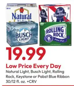Stater Bros Natural Light, Busch Light, Rolling Rock, Keystone or Pabst Blue Ribbon offer