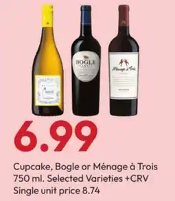 Stater Bros Cupcake, Bogle or Ménage à Trois offer