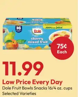 Stater Bros Dole Fruit Bowls Snacks offer