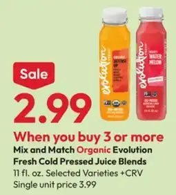Stater Bros Organic Evolution Fresh Cold Pressed Juice Blends offer