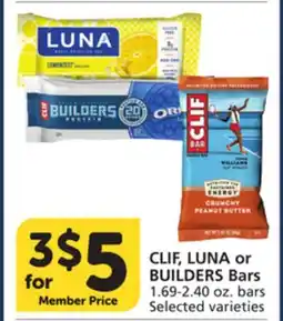 Pavilions CLIF, LUNA or BUILDERS Bars offer