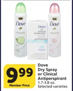 Pavilions Dove Dry Spray or Clinical Antiperspirant offer