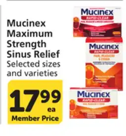 Pavilions Mucinex Maximum Strength Sinus Relief offer