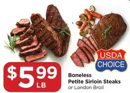Food 4 Less Boneless Petite Sirloin Steaks offer