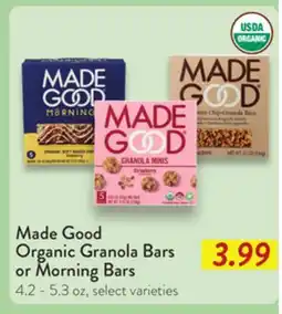 Fresh Thyme Made Good Organic Granola Bars or Morning Bars offer