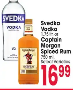 Jewel-Osco Svedka Vodka 1.75 ltr. or Captain Morgan Spiced Rum 750 ml offer