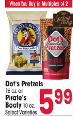 Jewel-Osco Dot's Pretzels 16 oz. or Pirate's Booty 10 oz offer