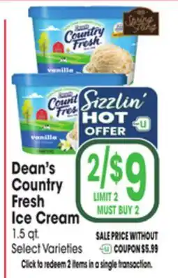 Jewel-Osco Dean's Country Fresh Ice Cream offer