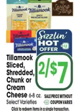 Jewel-Osco Tillamook Sliced, Shredded, Chunk or Cream Cheese offer
