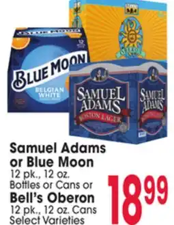 Jewel-Osco Samuel Adams or Blue Moon 12 pk., 12 oz. Bottles or Cans or Bell's Oberon 12 pk., 12 oz. Cans offer