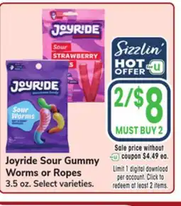 Jewel-Osco Joyride Sour Gummy Worms or Ropes offer