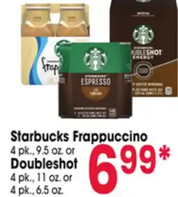 Jewel-Osco Starbucks Frappuccino 4 pk., 9.5 oz. or Doubleshot 4 pk., 11 oz. or 4 pk., 6.5 oz offer