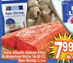 Jewel-Osco Fresh Atlantic Salmon Fillet, Waterfront Bistro Raw Shrimp offer