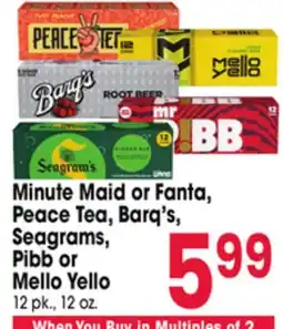 Jewel-Osco Minute Maid or Fanta, Peace Tea, Barq's, Seagrams, Pibb or Mello Yello offer