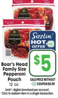 Jewel-Osco Boar's Head Family Size Pepperoni Pouch offer