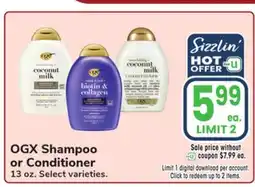 Jewel-Osco OGX Shampoo or Conditioner offer