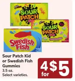 Jewel-Osco Sour Patch Kid or Swedish Fish Gummies offer