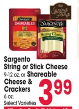 Jewel-Osco Sargento String or Stick Cheese 9-12 oz. or Shareable Cheese & Crackers 6 oz offer