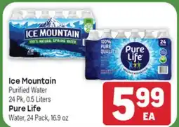 Tony’s Fresh Market Ice Mountain Purified Water 24 Pk, 0.5 Liters, Pure Life Water 24 Pack, 16.9 oz offer