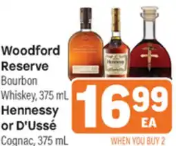 Tony’s Fresh Market Woodford Reserve Bourbon Whiskey, 375 mL Hennessy or D'Ussé Cognac offer