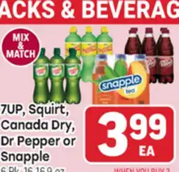Tony’s Fresh Market 7UP, Squirt, Canada Dry, Dr Pepper or Snapple offer