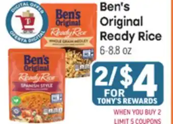 Tony’s Fresh Market Ben's Original Ready Rice offer