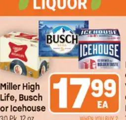 Tony’s Fresh Market Miller High Life, Busch or Icehouse offer