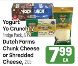 Tony’s Fresh Market Yogurt Yo Crunch Fridge Pack, 8 Pk Dutch Farms Chunk Cheese or Shredded Cheese, 2 Lb offer