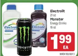 Tony’s Fresh Market Electrolit 21 oz Monster Energy Drinks 16 oz offer